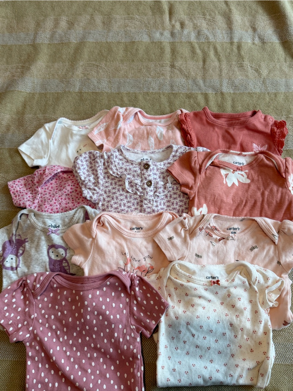 Set of 11 Patterned Short Sleeve Onesies